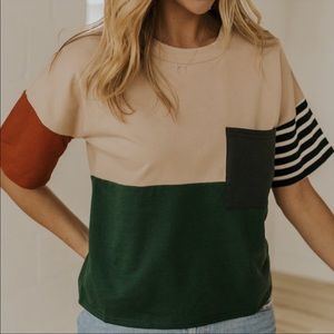Roolee Stailee Cropped Colorblock Tee